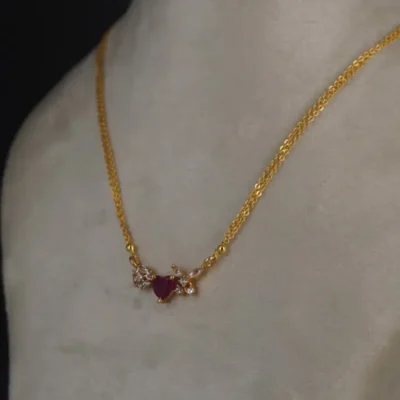 Red Heart Locket Two Line Chain Hk0419