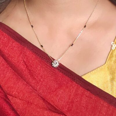beautiful chakri cz pendent with black beads