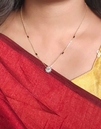 beautiful chakri cz pendent with black beads - Image 1