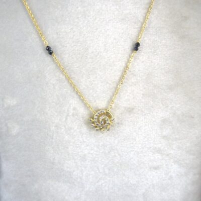 beautiful chakri cz pendent with black beads - Image 3