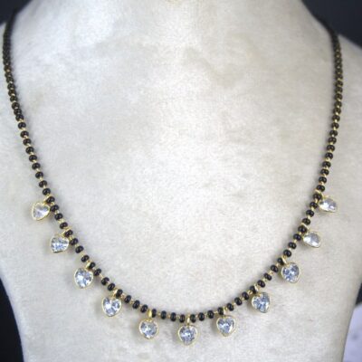 black beads with heart' shape polki drops