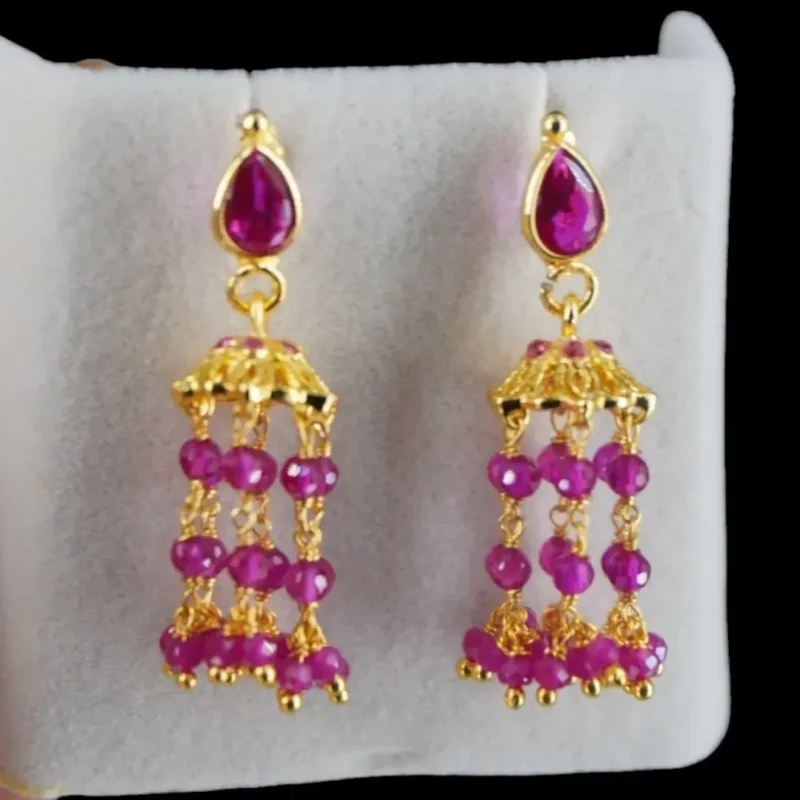 Pink CZ Beads Earrings